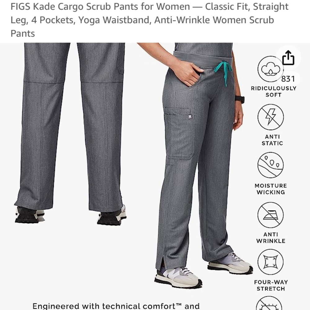 FIGS Kade Cargo scrub pants Graphite S
